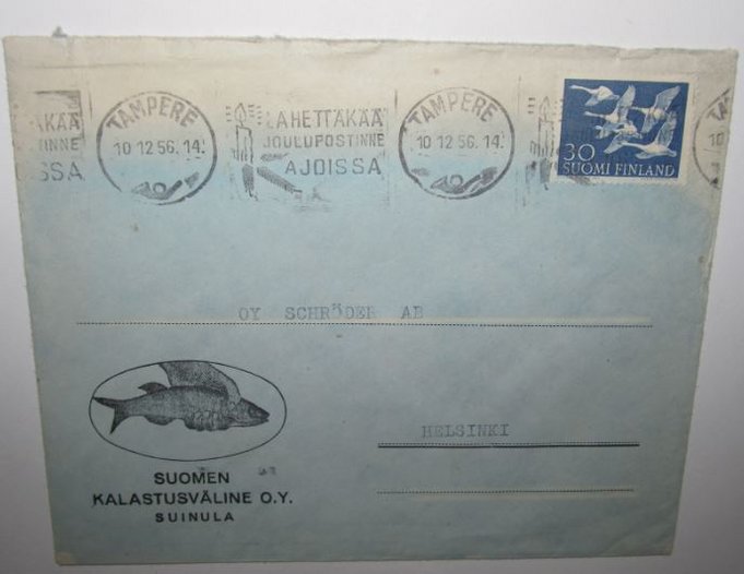 postia Schröderille 1956. pelkkä helsinki riittänyt, ilman katuosoitetta..JPG
